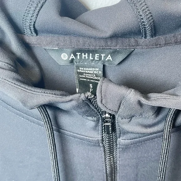Athleta‎ Women's Black 1/4 Zip Venice Moto Hoodie Jacket Size Small - Picture 3 of 6